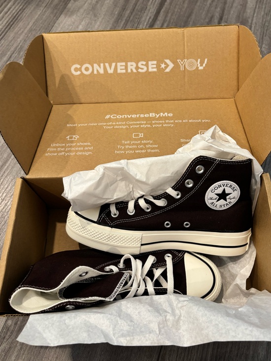 Converse Shoes - Converse High Top Sneakers - Brown and White